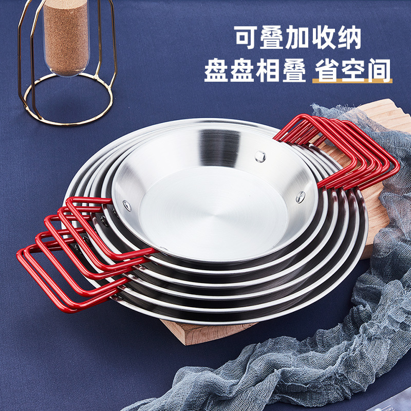 Korean Troops Hot Pot Spanish Seafood Dry Pot Special Pot Golden Pot Pot Pot Stainless Steel Bar Tripod Small Hot Pot Specification drawing