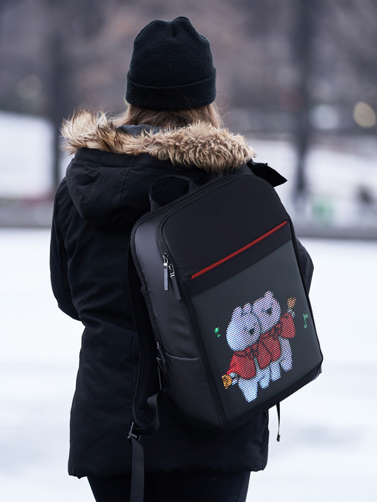 Mochila móvil LED pantalla shakoyin mismo estilo mochila de conducción impermeable multifunción computadora de dos hombros mochila de moda para hombres y mujeres details Picture