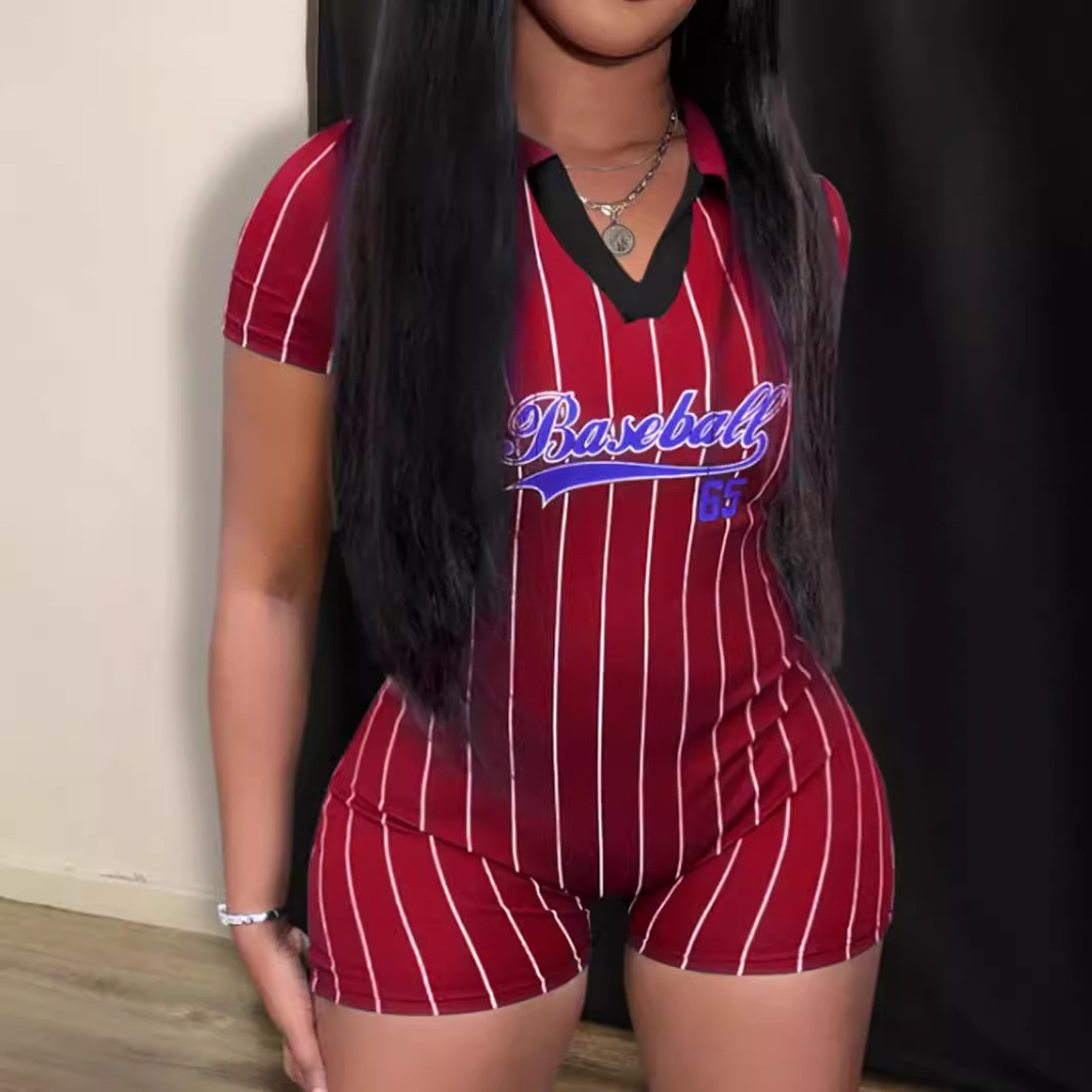 European and American cross-border women's clothing 2026 Summer new street fashion tight baseball sportswear fashionable printed one-piece pants