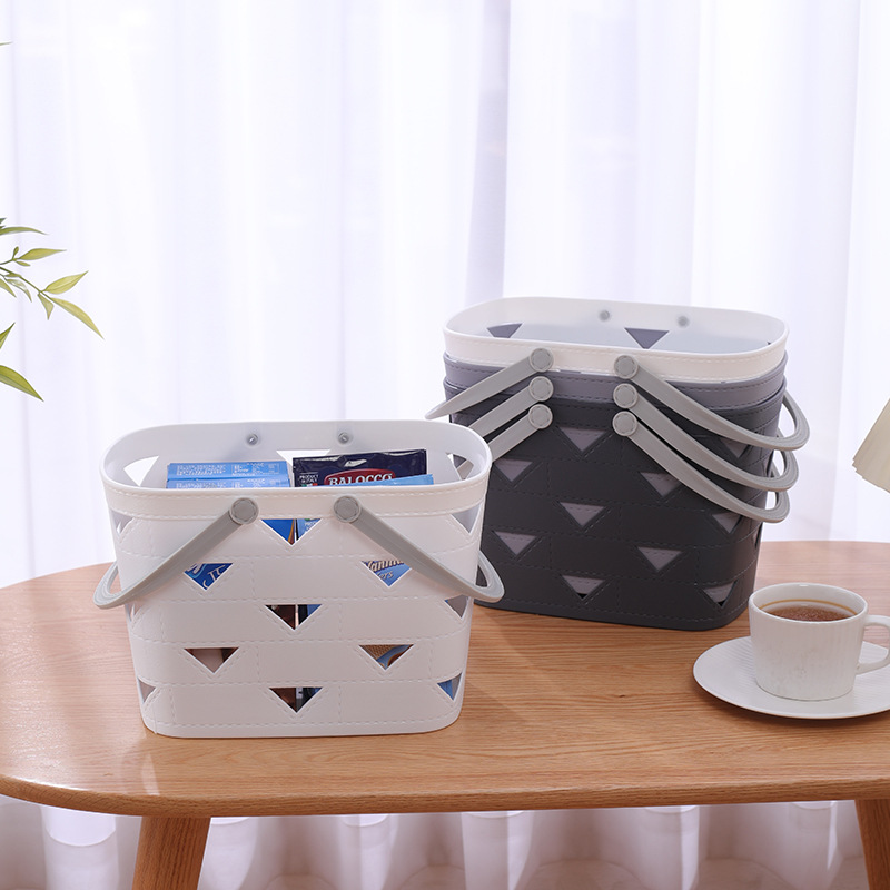 Fashion Imitation Leather Plastic Storage Basket Sundry Storage Toy Snacks Storage Basket Rectangular Bathroom Storage Basket