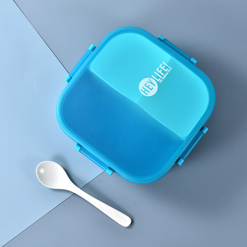 A203 Viassin patterned color Sealed 3-compartment lunch box, square 900ml lunch box sealed lunch box Specification image