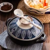 Wide-mouthed clay pot Japanese-style hand-painted home coarse earthenware stewing pot heat-resistant ceramic 煲仔饭 open flame small earthenware pot for one person Specification image