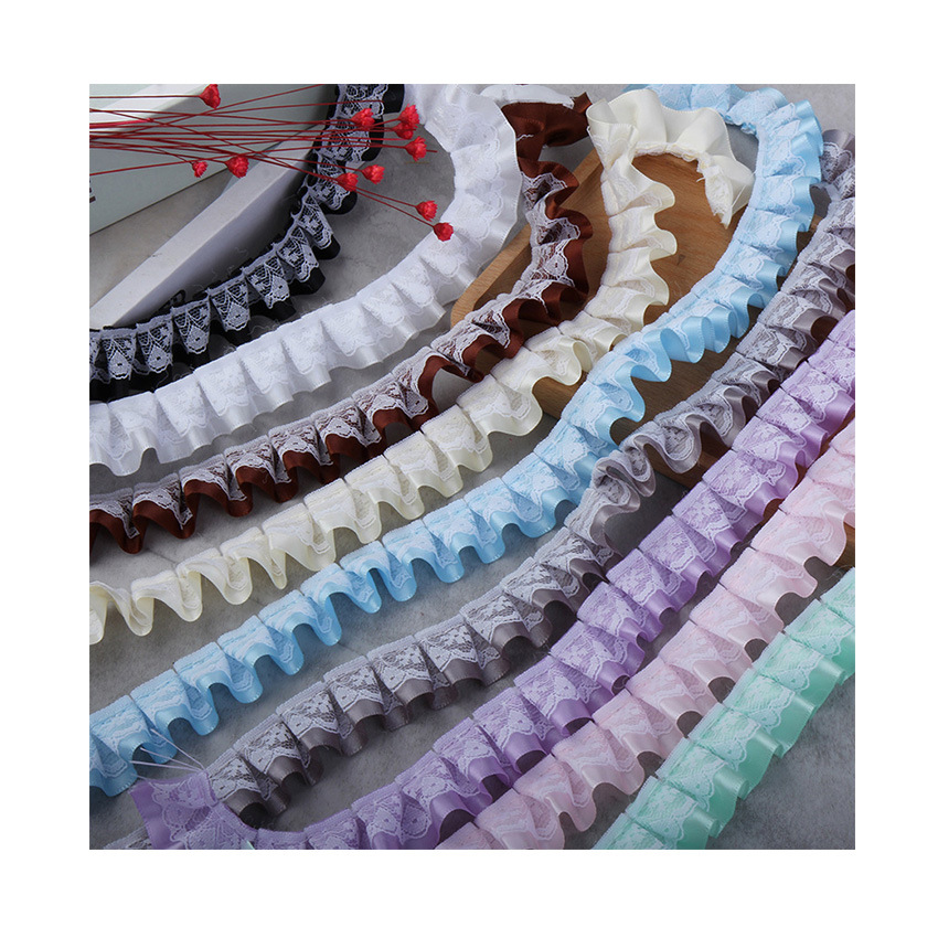 2.5cm polyester lace double-layer pleated toys, accessories, clothing craftsmanship, shoes, hats and accessories, discounted lace Item Picture