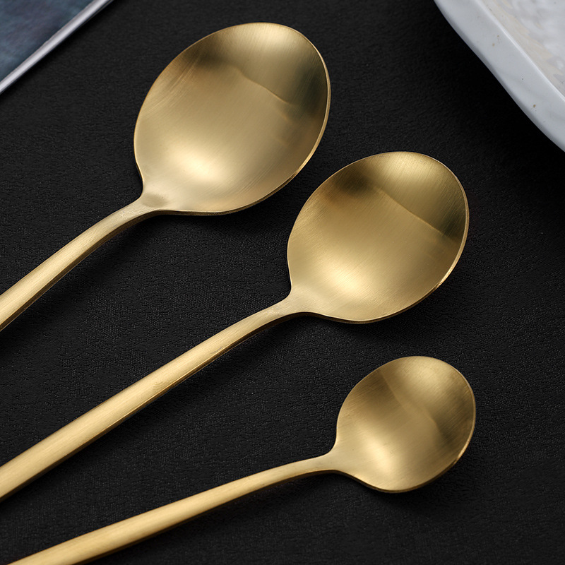 Amazon Matte Portuguese Cutlery Set Gold High Appearance Level Hotel Restaurant Steak Stainless Steel Knife, Fork And Spoon Application Scenario