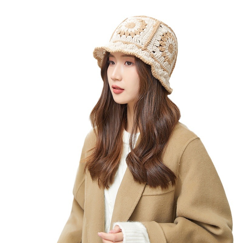 South Korea Ins New Hand-Knitted Hat Fisherman Hat Woolen Hat Retro Hollow Thin Breathable Basin Hat Woman Item Picture