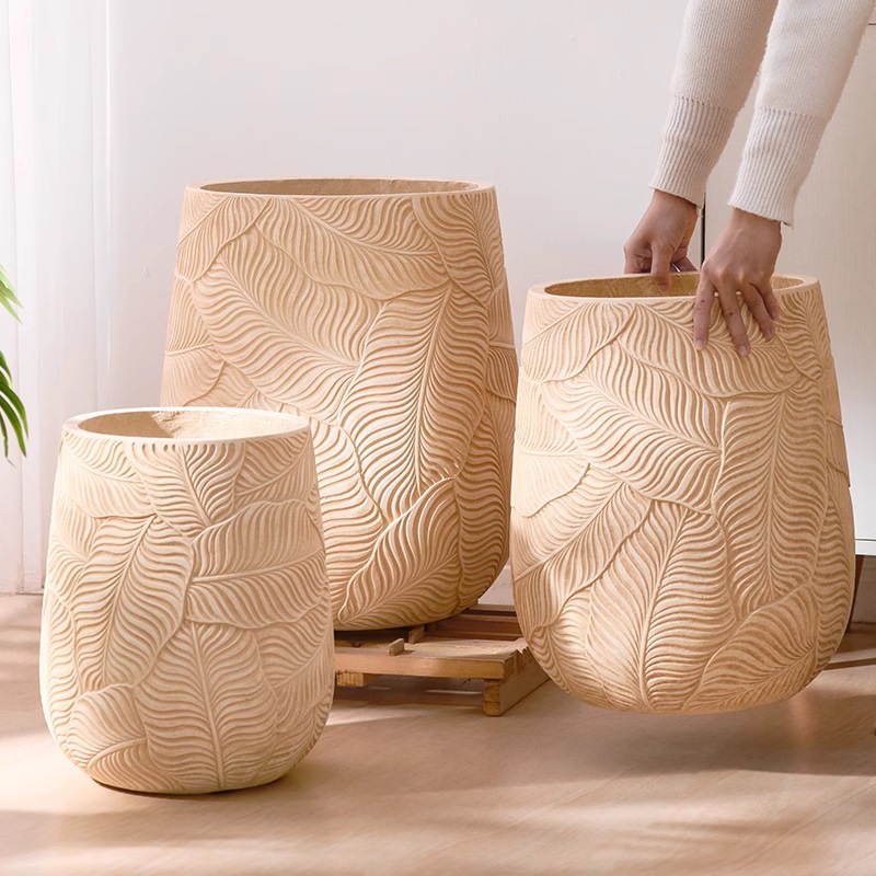 Vintage Cement Flowerpot King-Size Balcony Millennium Wood Dragon Blood Tree Lily Bamboo Bird Of Paradise Lemon Tree Home Flowerpot details Picture