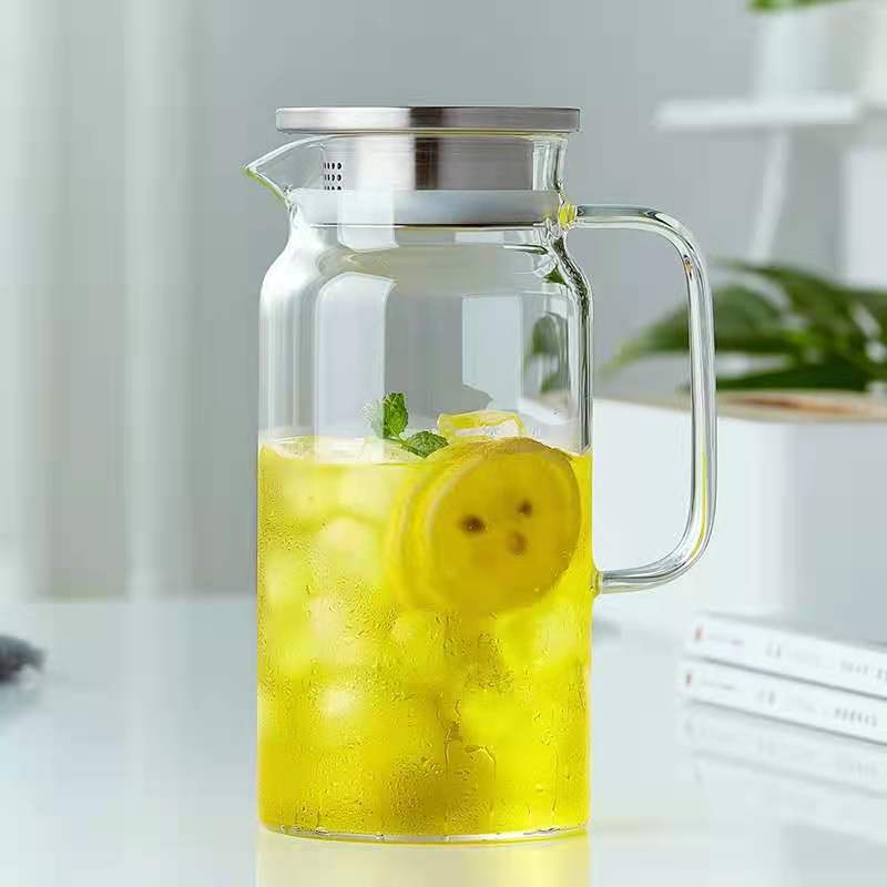 High borosilicate cold water kettle, restaurant filter heat-resistant glass kettle, lemon juice kettle, large-capacity cold water kettle