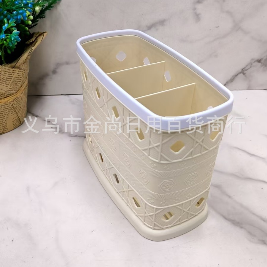 New diamond-shaped flower plastic three-compartment 筷笼 professional draining chopstick holder for kitchen and living room details Picture