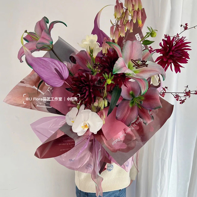 Flower wrapping paper Oil painting paper florist arranged flower wrapping paper Gift paper thickened atmosphere floral wrapping paper wholesale Specification drawing