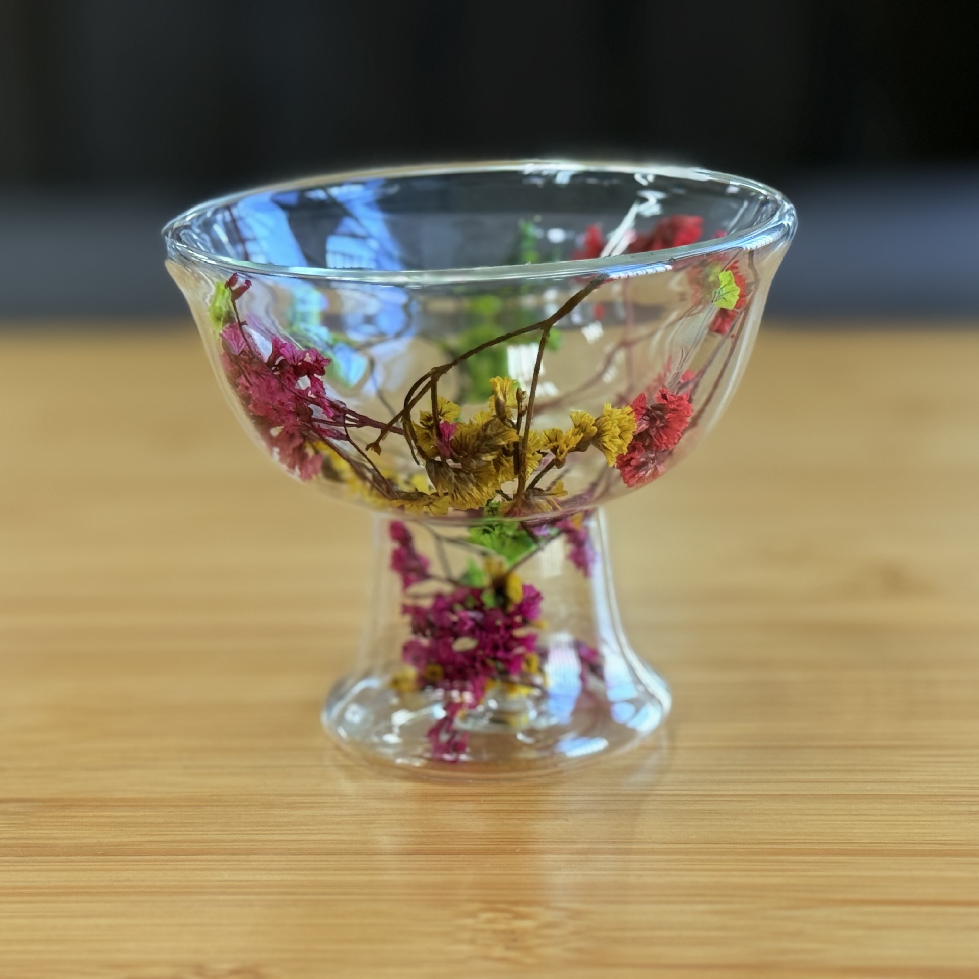 高硼硅双层干花填充玻璃甜品杯家用创意冰淇淋杯布丁酸奶高脚杯详情7