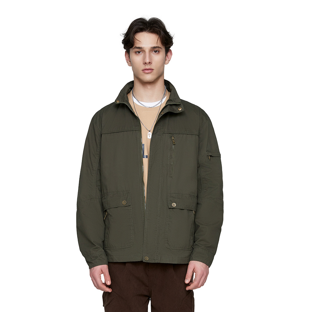 OLA Spring and Autumn Men's thin American workwear multi-bag casual jacket, loose, versatile, simple style, sporty and outdoor Item Picture
