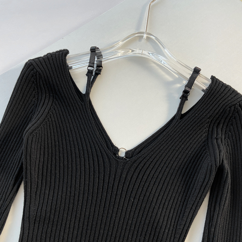 定制春秋款裴秀女智吊带粉色毛衣假两件V领纯欲风打底针织衫2107详情31