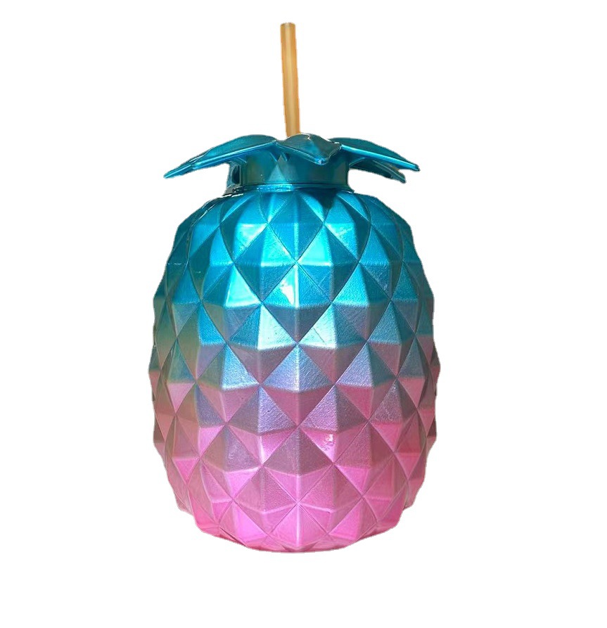 大菠萝杯/PP菠萝吸管杯/饮料杯白底实物图