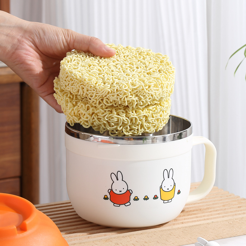 Mifei 304 stainless steel instant noodle bowl for dormitories, student soup bowl with lid, instant noodle bowl, round lunch box rice bowl details Picture