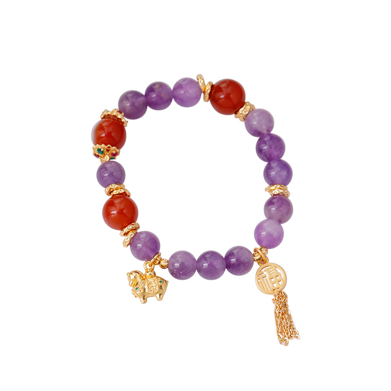 Hyacinth's 2025 autumn and winter bestseller amethyst bracelet, the new Chinese-style Fu brand Little horse bracelet, is fashionable, elegant, fair and high-end Item Picture