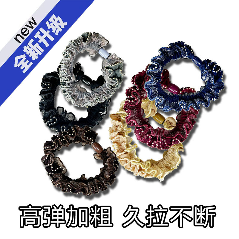 Versión coreana cordón de encaje cordón de pelo alto estiramiento grueso durable cordón de cabeza simple cabeza de atadura de sentido premium gorra de pelo grueso details Picture