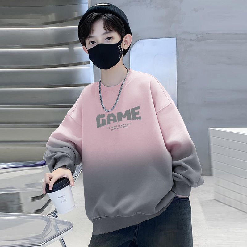 2025新款男童秋款童装帅气印花中小童上衣扎染圆领百搭大童卫衣男详情图2