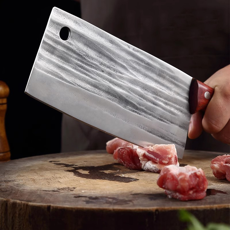 Household kitchen knife, forged Longquan dual-purpose chopping and cutting chef's special kitchen knife, meat cutting knife, household slicing sharp kitchen knife Specification drawing