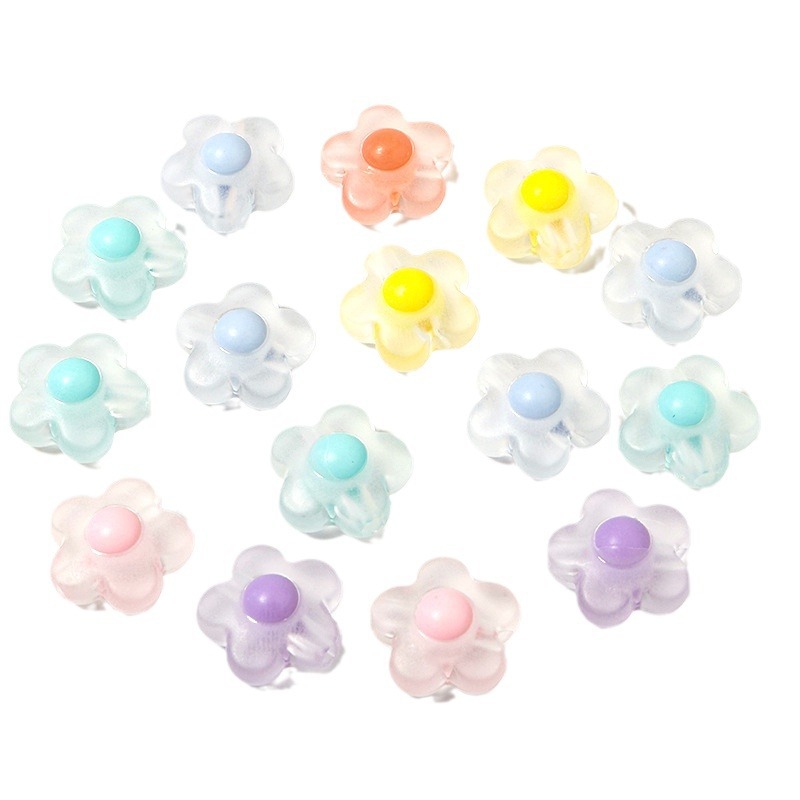 Factory direct sales of acrylic transparent candy-colored flower heart beads within beads diy bracelet beads, string beads, transparent loose beads Item Picture