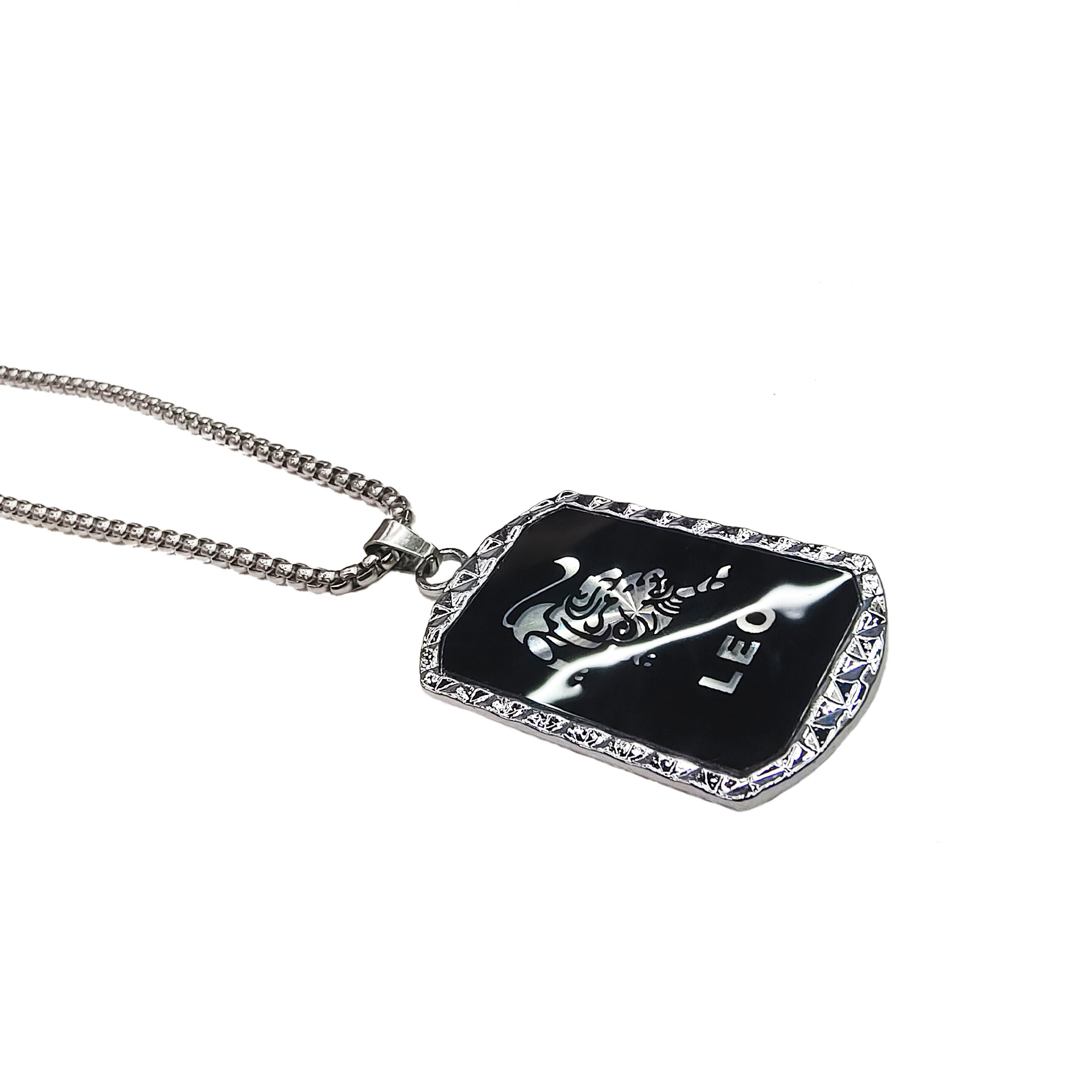 Wholesale of popular men's necklaces, European and American round brand necklaces, sweater chains, alloy stainless steel, and zodiac pendants details Picture