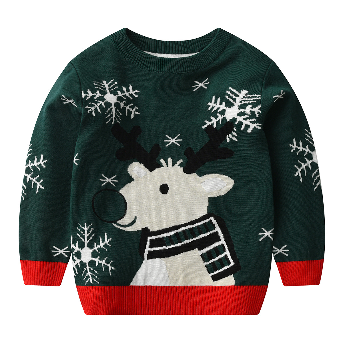 Factory wholesale of new autumn and winter European and American children's pullover sweaters, Christmas scarves, deer boys, girls and baby pullover woolen yarn Item Picture