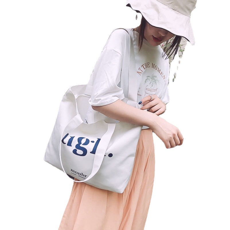 2024 New ins single-shoulder letter canvas bag, laid-back style canvas bag, Japanese-style student canvas bag, women's crossbody Item Picture
