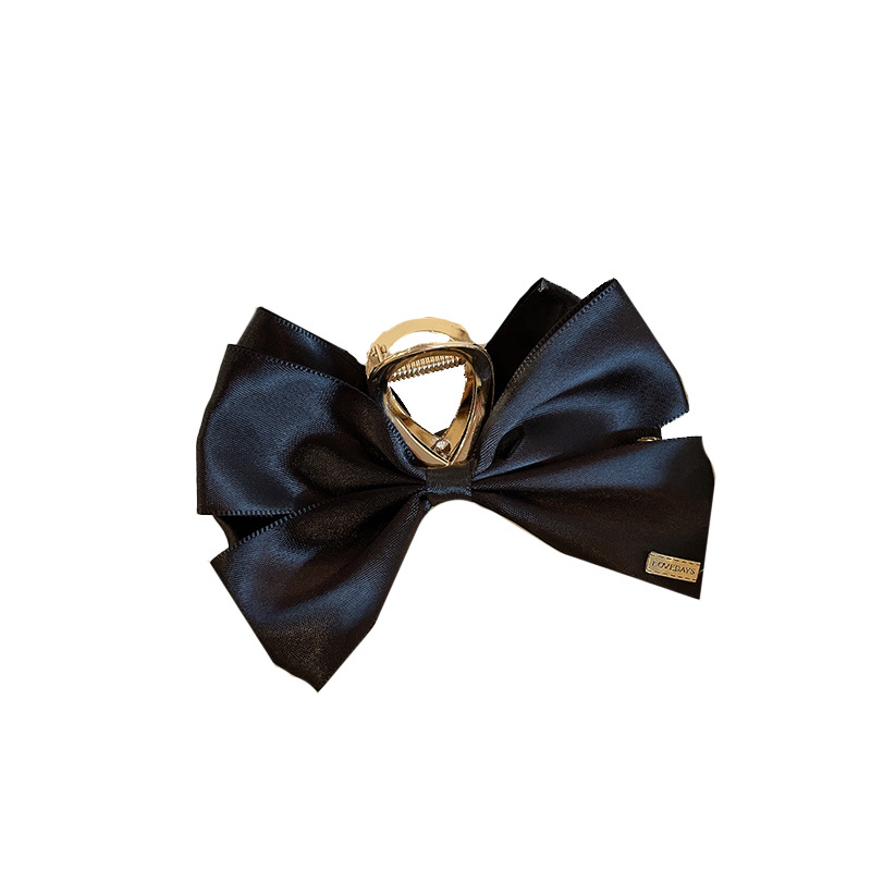 Korean Double-Sided Bow Grab Clip Temperament Black Hair Clip Advanced Touch Shark Clip Fall/Winter Hair Clip Headpiece Clip Item Picture