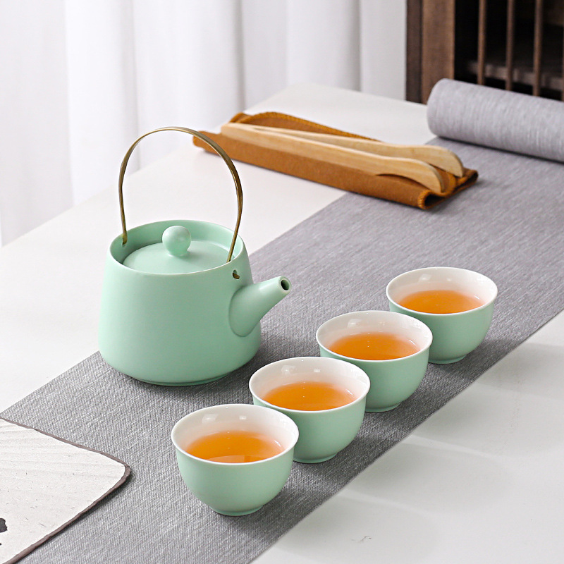 Light luxury household simple color glaze Gongfu tea set, company event business gift, factory direct supply, logo printable Specification image