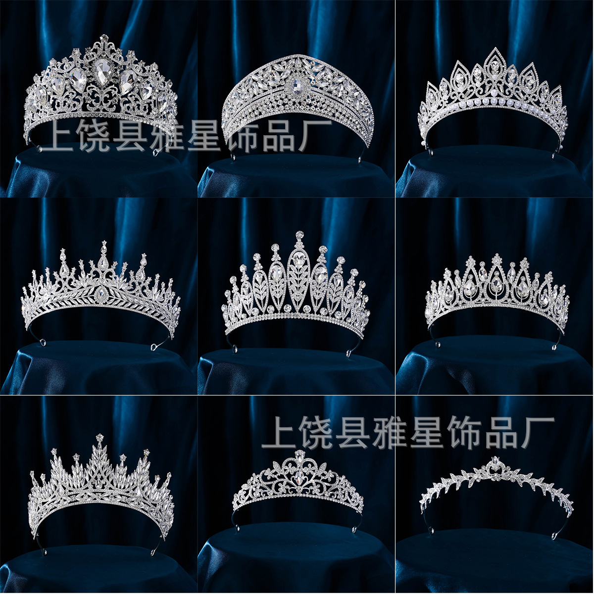 New diamond silver princess headwear, grand wedding dress, super glittering crystal, luxurious goddess bride wedding crown