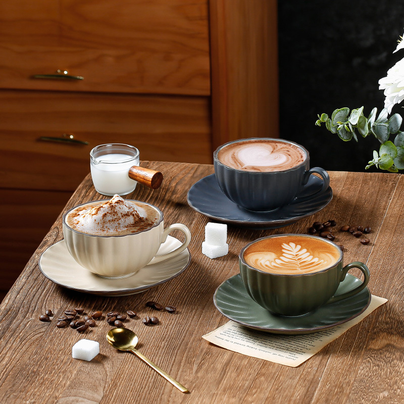 Retro American espresso, exquisite and simple coffee cup set, ceramic ins style, Nordic home red tea cup, latte art cup