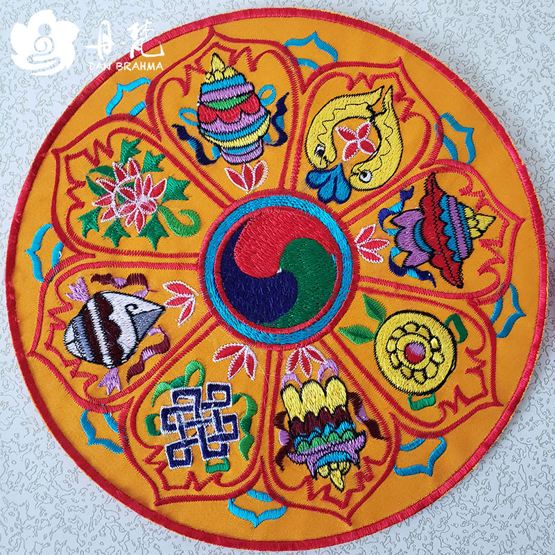 Nepal embroidery mat Manza tray mat auspicious eight treasures six-character true words bell cross pestle mat handmade round Application Scenario