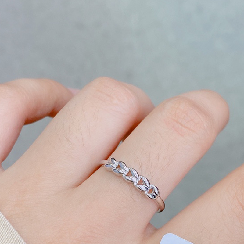 S990 Silver Wheat Index Finger Ring Female Personality Temperament Simple All-Match Student Adjustable Open Ring Gift