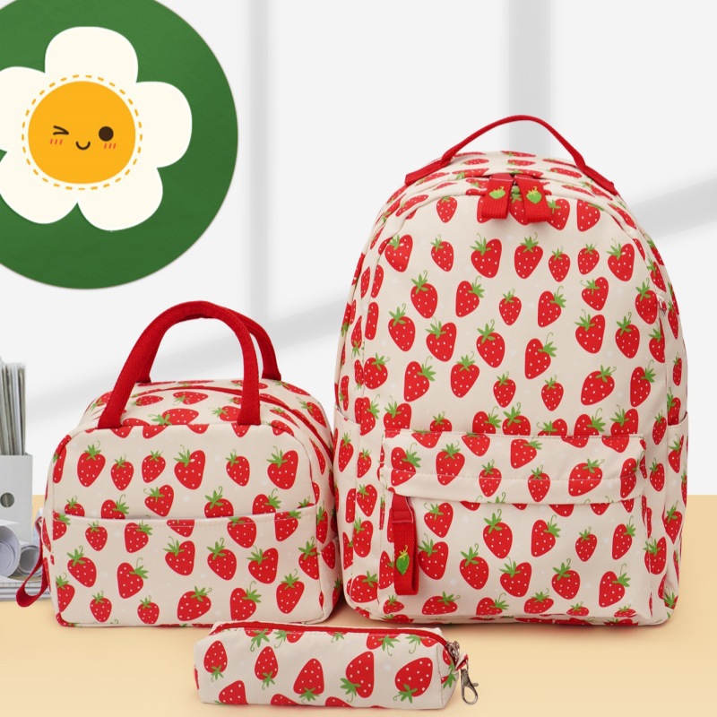 Cross-border double-shoulder multi-color large-capacity fashionable three-piece set, casual sports bag, travel schoolbag, lunch bag Application Scenario