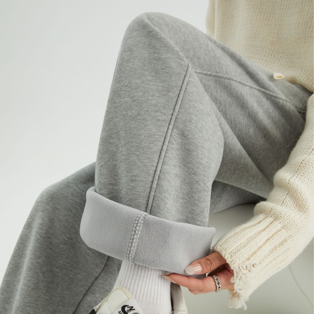 【 700g Cashmere wide-leg Pants 】 Winter women's wear faux cashmere thickened warm loose sweatpants Cotton straight wide-leg pants details Picture