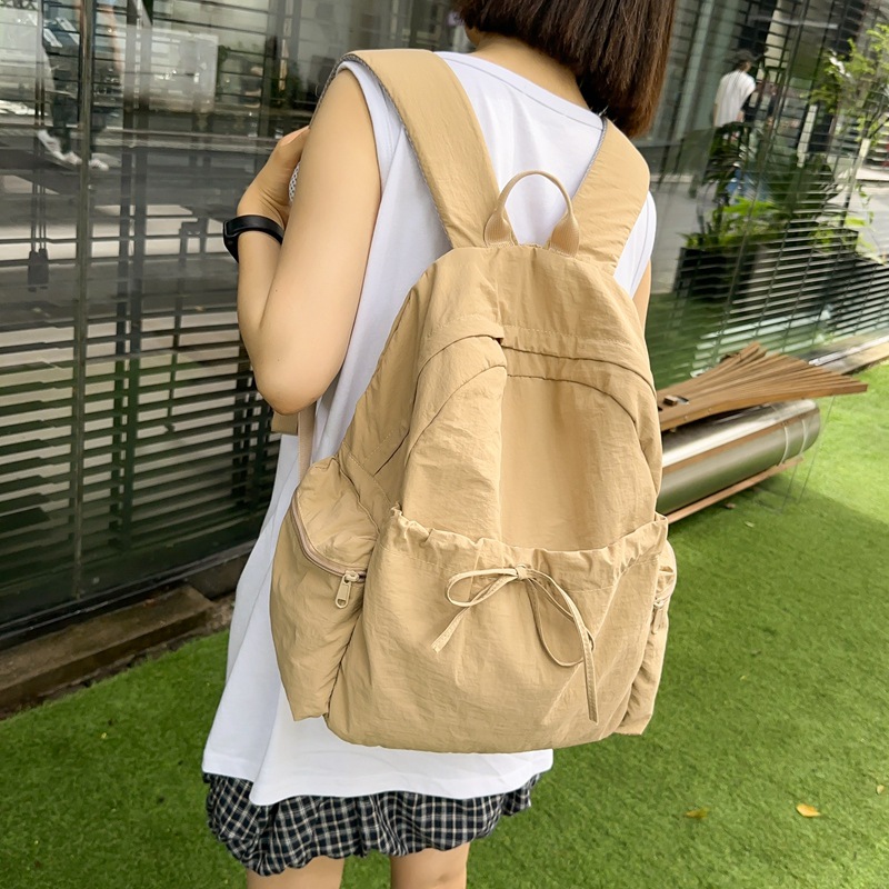 Xiulong Back-to-school Season junior high school students' schoolbags, girls' summer fresh and clean girls' backpacks, college style solid color campus backpacks details Picture