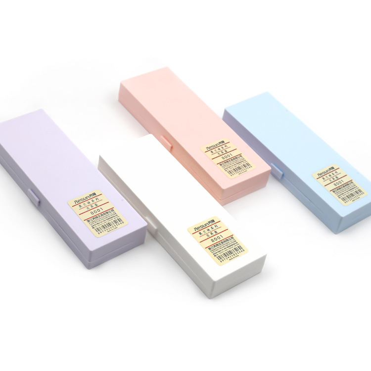 Rui Xiang Simple Pp Pencil Box Macaron Color Student Plastic Pencil Box Neutral Pen Storage Box Factory Wholesale Item Picture