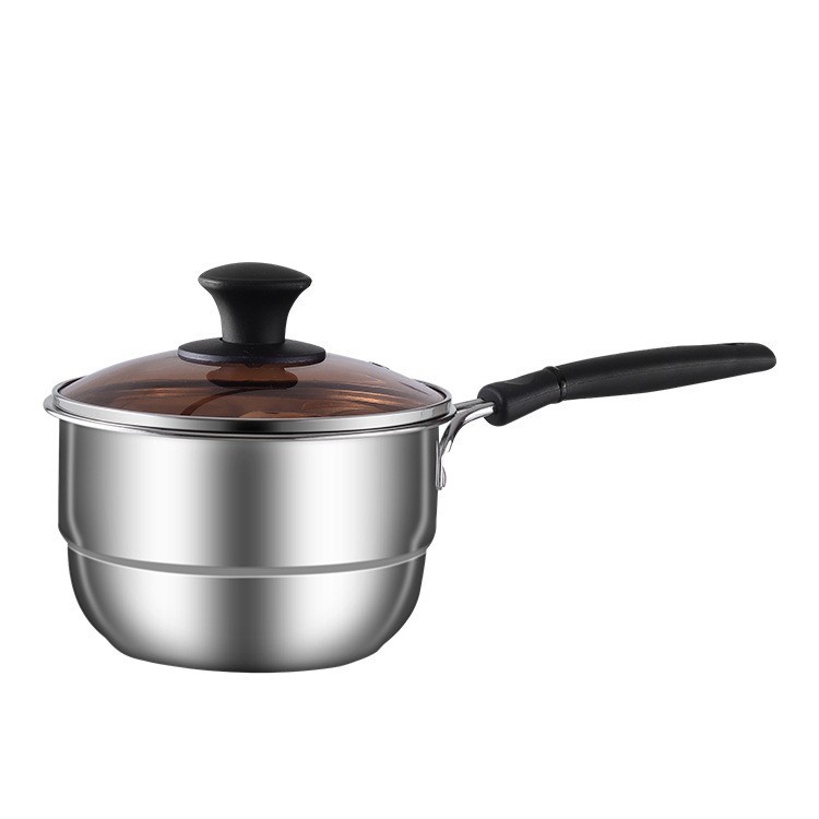 Stainless steel 304 milk pot, instant noodle pot, dormitory pot, one-person pot, baby food pot, milk pot, double-bottom pot, uncoated pot Item Picture