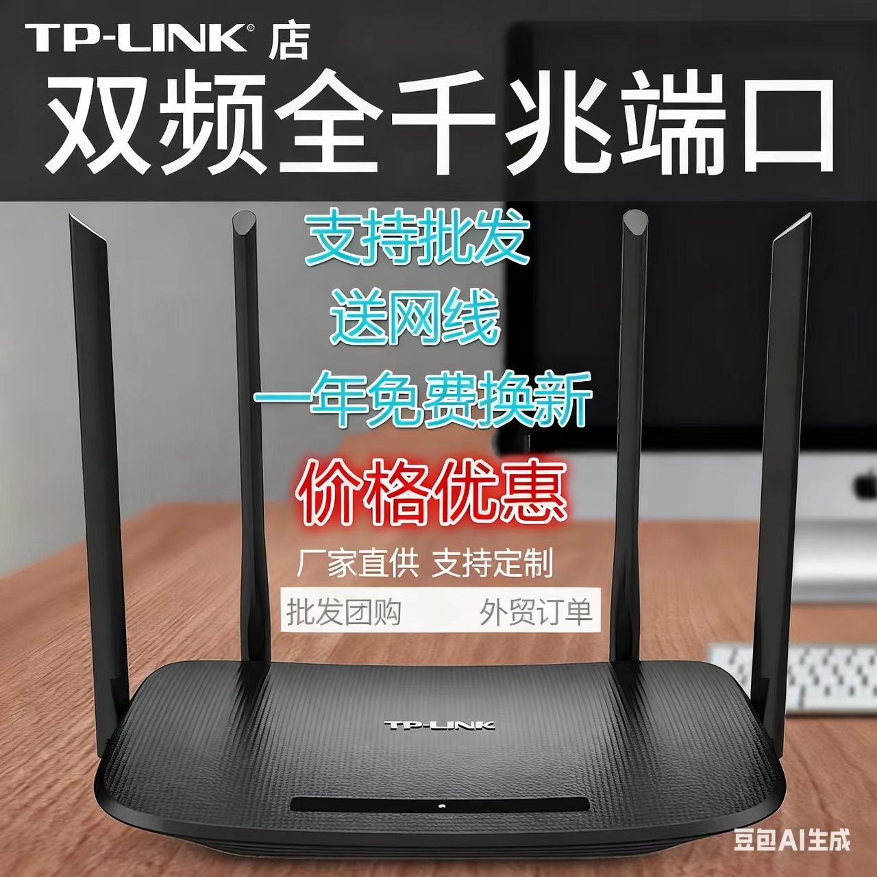 Brand-new wholesale of PCOM TP5620 Gigabit high-power 1200M dual-band router, wholesale and retail of optical network terminal wireless