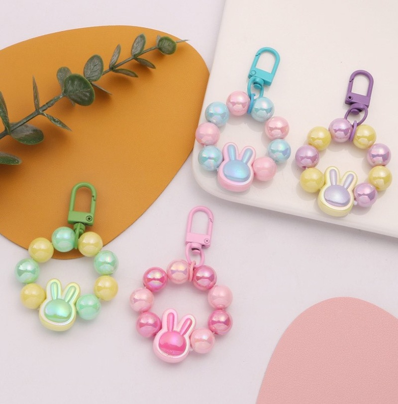 New Bead Chain Keychain Pendant Mobile Phone Chain Small Fresh Color Pearl Solid Color Door Hook Accessories Headphone Case