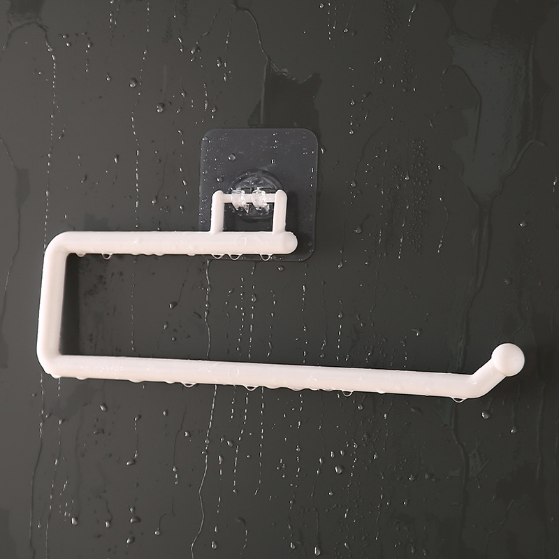Perforation-free kitchen paper towel rack Roll paper rack hanging rack Plastic wrap storage rack Toilet paper hook cloth stand Specification drawing