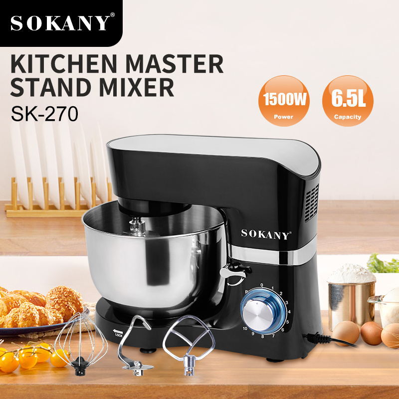 跨境热卖SOKANY270揉面机多功能家用和面机6.5L厨师机Stand Mixer详情图1