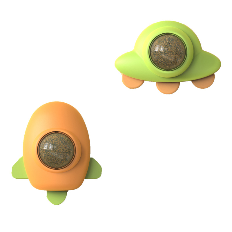 Cross-border best-selling rotating catnip ball toy, rocket flying saucer style, self-entertaining and entertaining cat toy Item Picture
