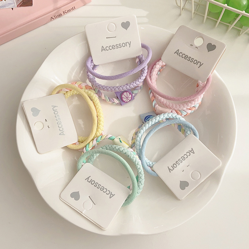 New three-piece hair tie set, two-color thickened basic hair band, high-elasticity hair tie, hair band and hair accessory for women Application Scenario