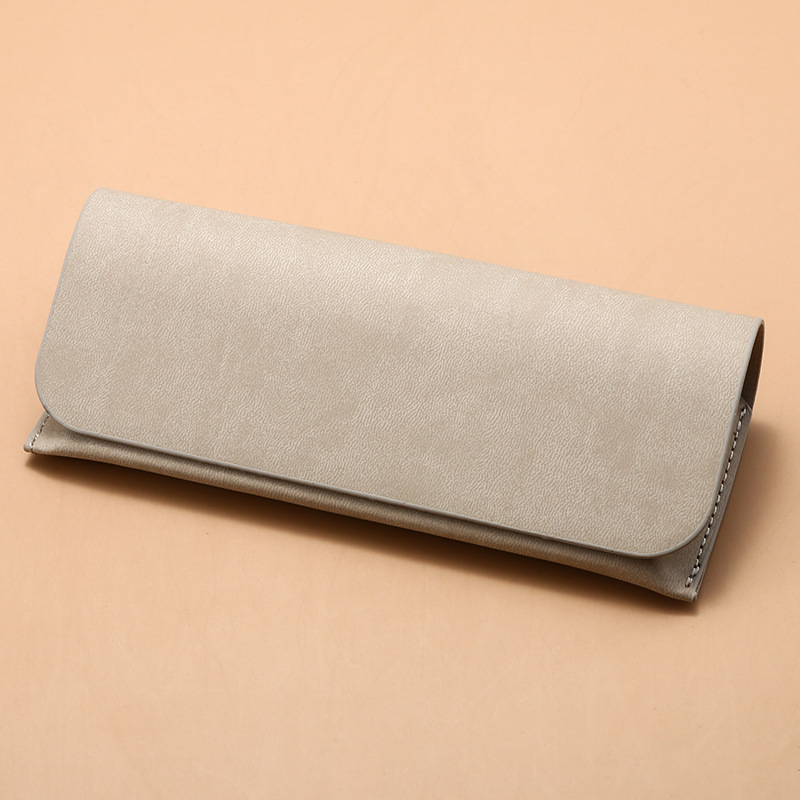 厂家批发灰色BL款皮夹油边太阳镜盒 磁吸抗压翻盖墨镜盒 可印LOGO