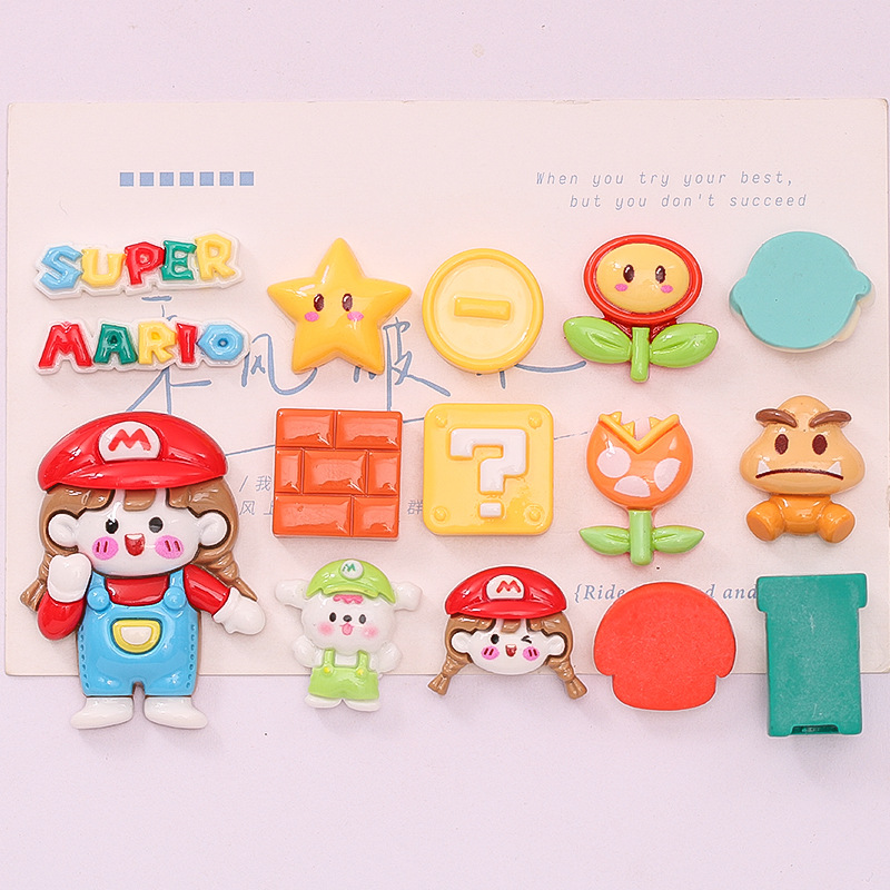 Classic Cartoon Game Mario Drag Diy Cream Glue Phone Case Headwear Resin Jewelry Accessories Wholesale Application Scenario