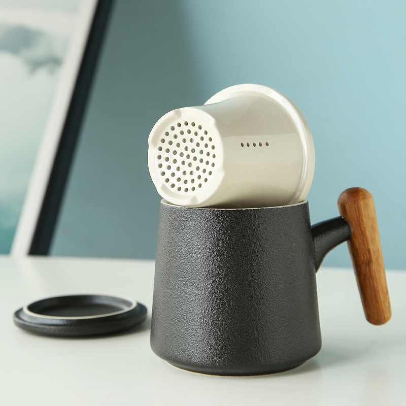 Tea Separation Tea Cup Large Capacity Men's And Women's Ceramic Cups Engraved Mug With Cover Cup Printing Logo details Picture