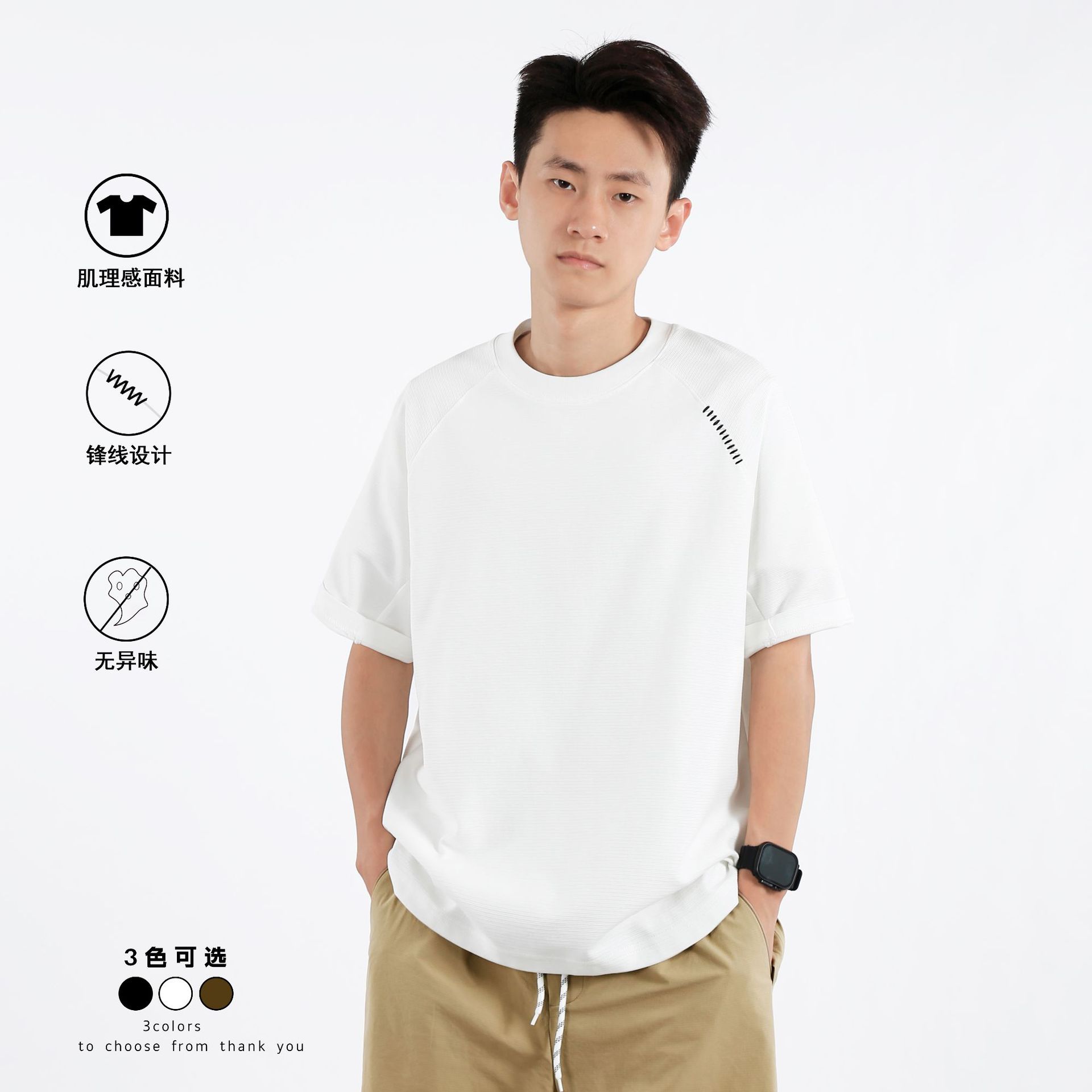 This is a new summer trendy, loose, round-neck, and versatile short-sleeved T-shirt with a strong texture and embroidery details Picture