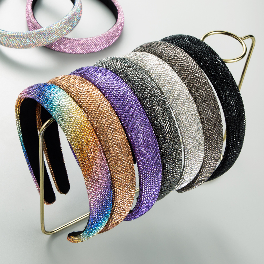 Korean Version Of The New Fashion Full Diamond Hair Accessories Simple Temperament Rainbow Net Red Headband High Quality Face Hair Band Wholesale