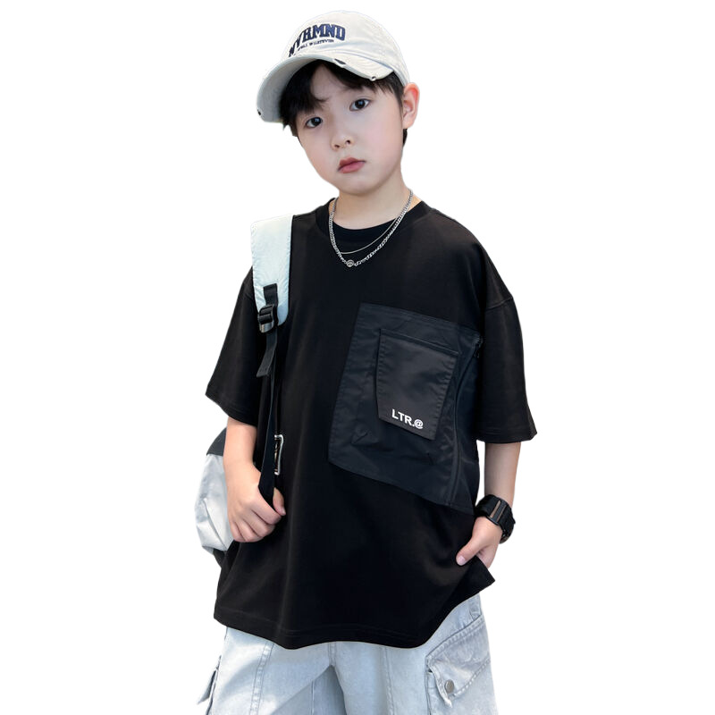 Boys' short-sleeved T-shirt, big Kids Summer wear 2025 new style Children's summer half-sleeved boys' summer trendy T-shirt top Item Picture
