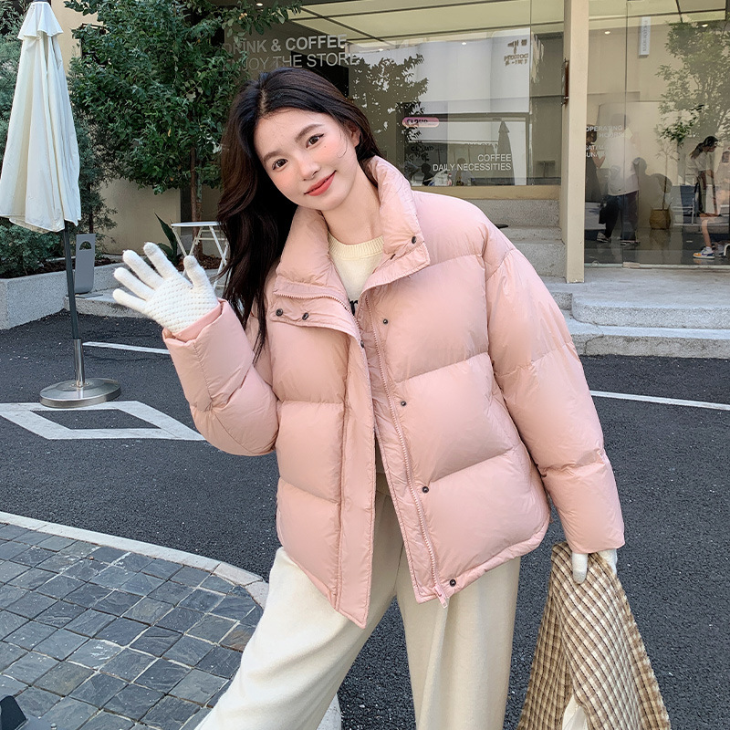 小个子羽绒服女2025冬季新款韩版宽松加厚95白鸭绒短款面包服批发